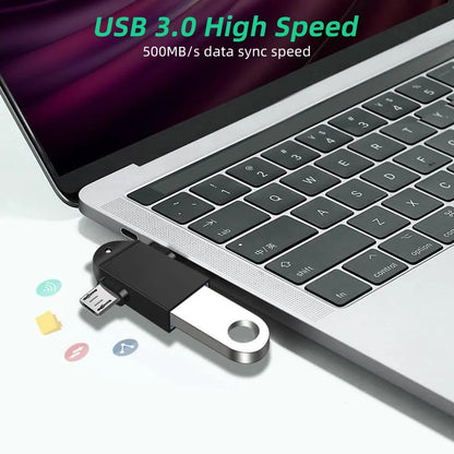 OTG Adapter microUSB / USB-C - USB-A Techsuit A16 TwoVoltX, Sort