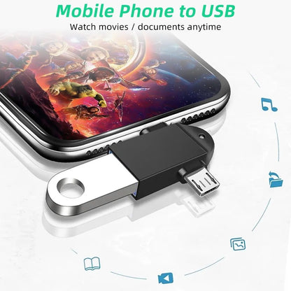 OTG Adapter microUSB / USB-C - USB-A Techsuit A16 TwoVoltX, Sort