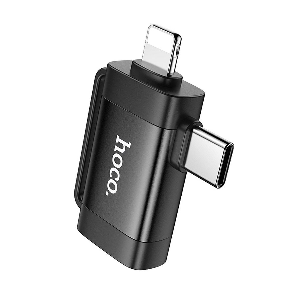 OTG adapter USB-C / Lightning - USB-A HOCO UA31F, Sort