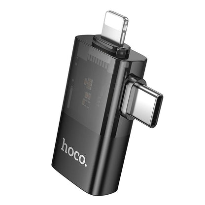 OTG Adapter Lightning / USB-C - USB-A HOCO UA36E, Sort
