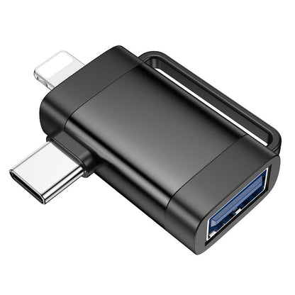 OTG adapter USB-C / Lightning - USB-A HOCO UA31F, Sort