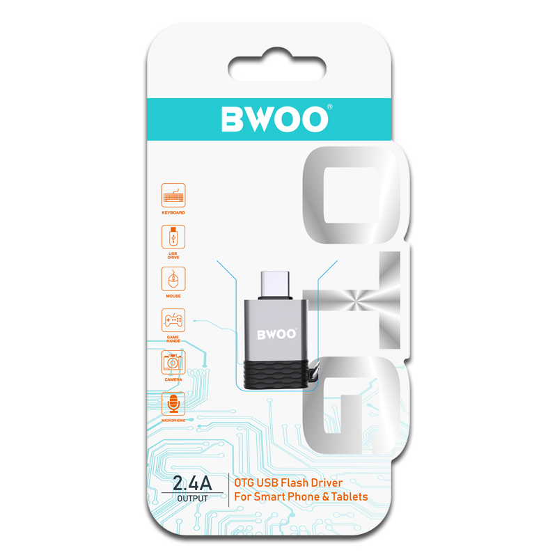 OTG USB-A - USB-C adapter BWOO BZ-35, Grå