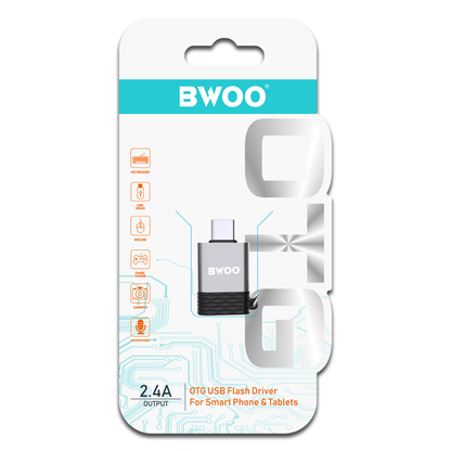 OTG USB-A - USB-C adapter BWOO BZ-35, Grå