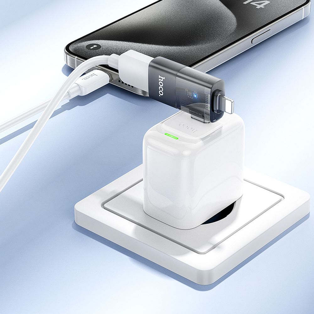 OTG Adapter Lightning / USB-C - USB-A HOCO UA36E, Sort