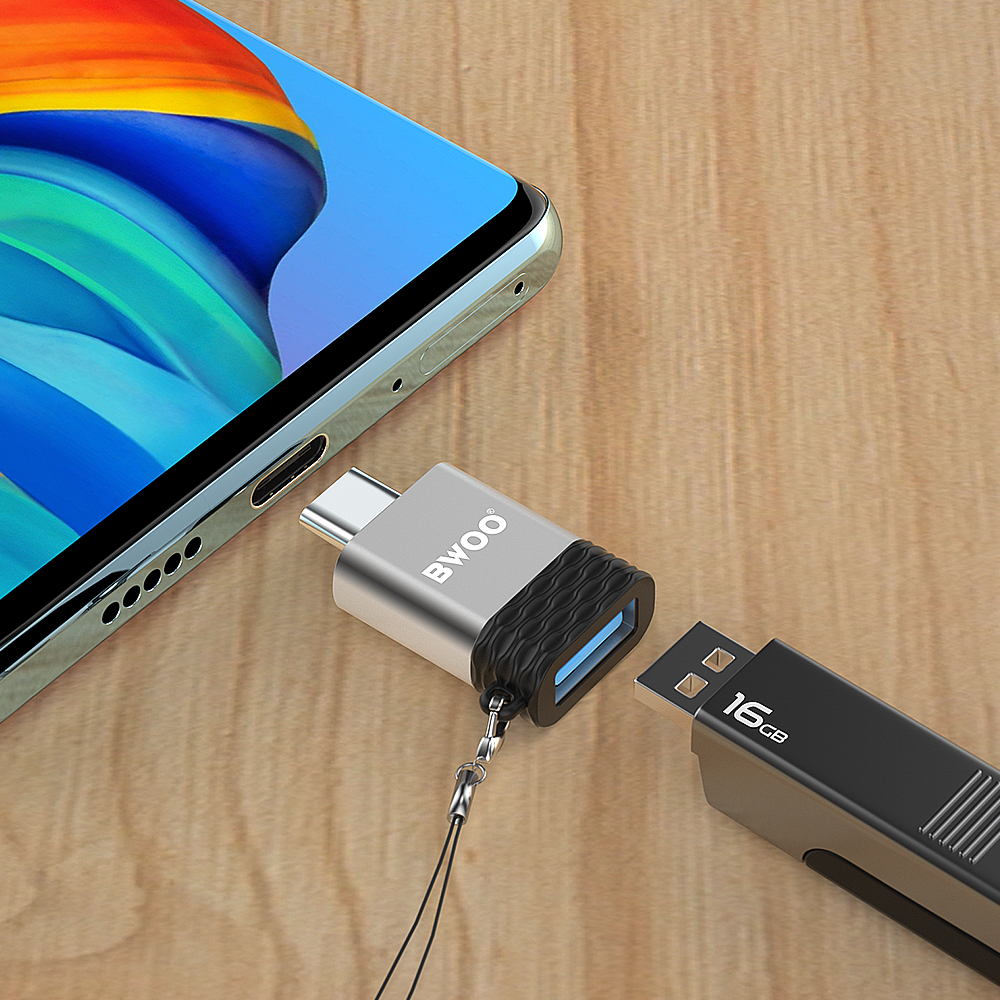 OTG USB-A - USB-C adapter BWOO BZ-35, Grå