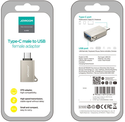OTG Adapter USB-C - USB-A Joyroom S-H151, Sølv