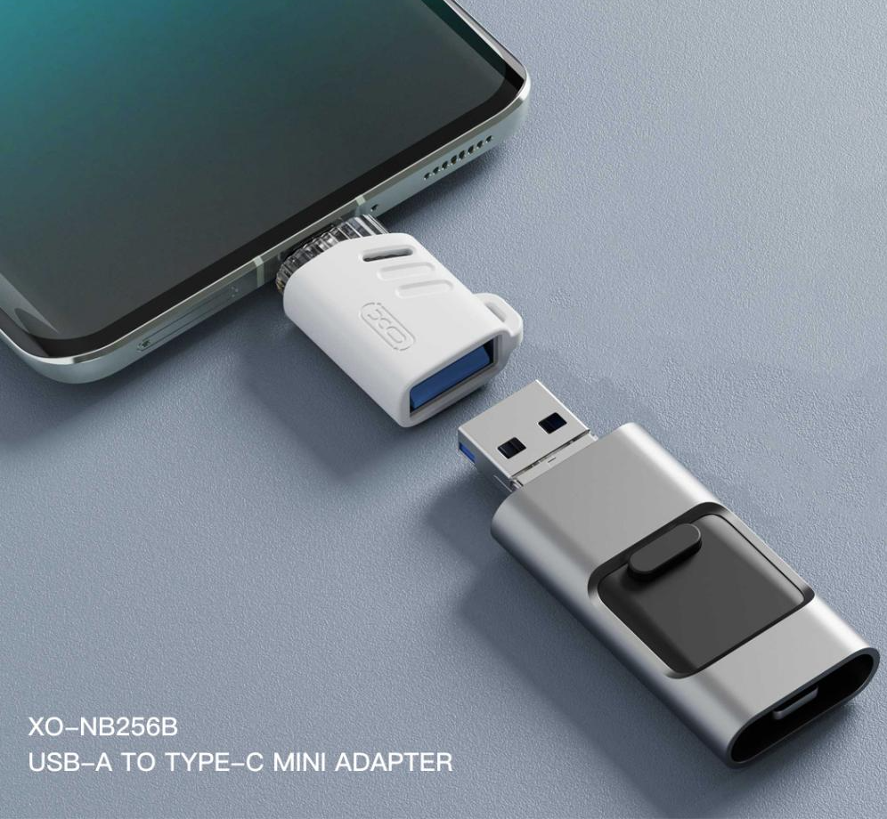 OTG USB-C - USB-A XO Design NB256B adapter, Hvid