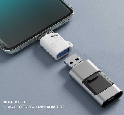 OTG USB-C - USB-A XO Design NB256B adapter, Hvid