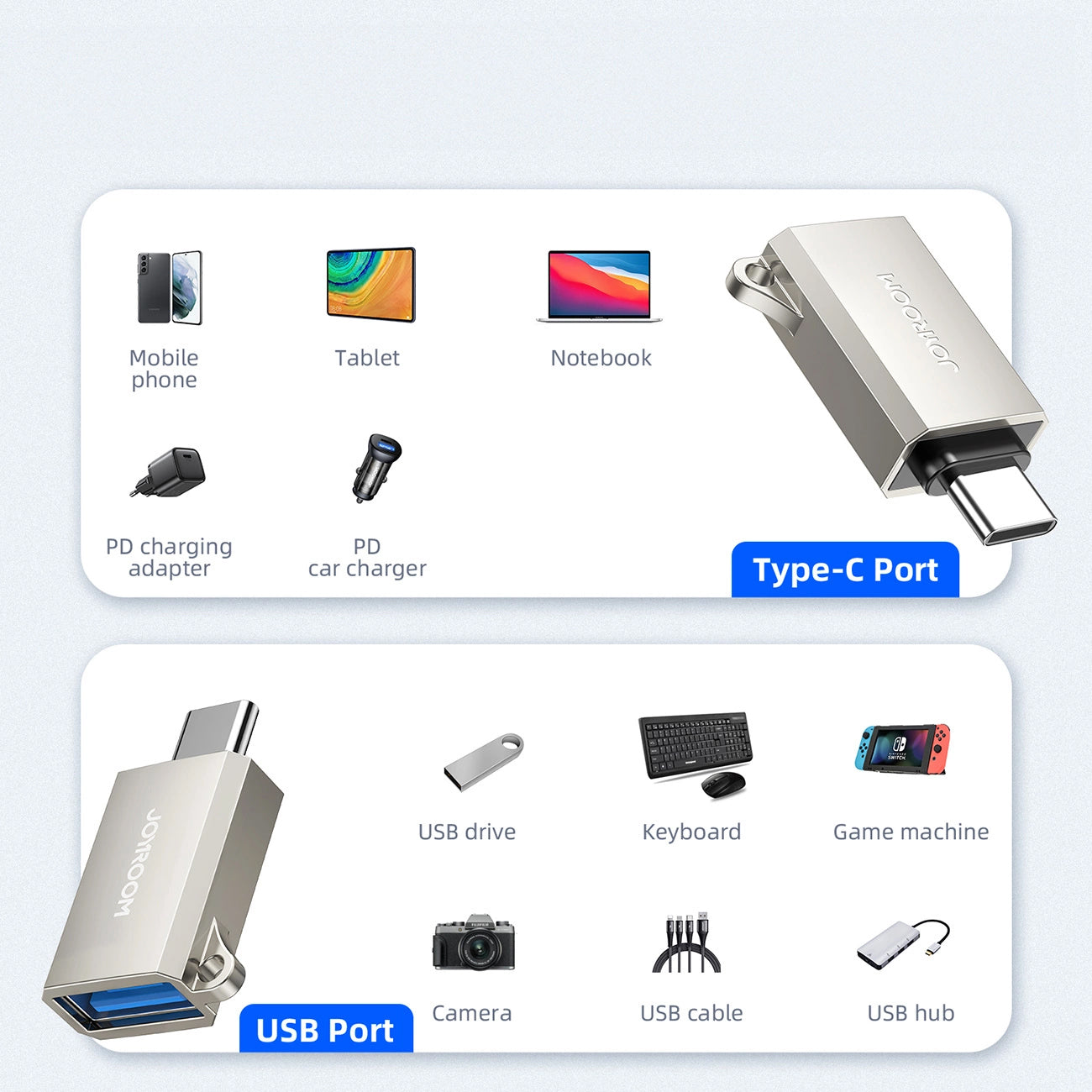 OTG Adapter USB-C - USB-A Joyroom S-H151, Sølv