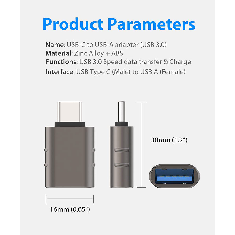 OTG Adapter USB-C - USB-A Techsuit A10 SlateVolt, Grå