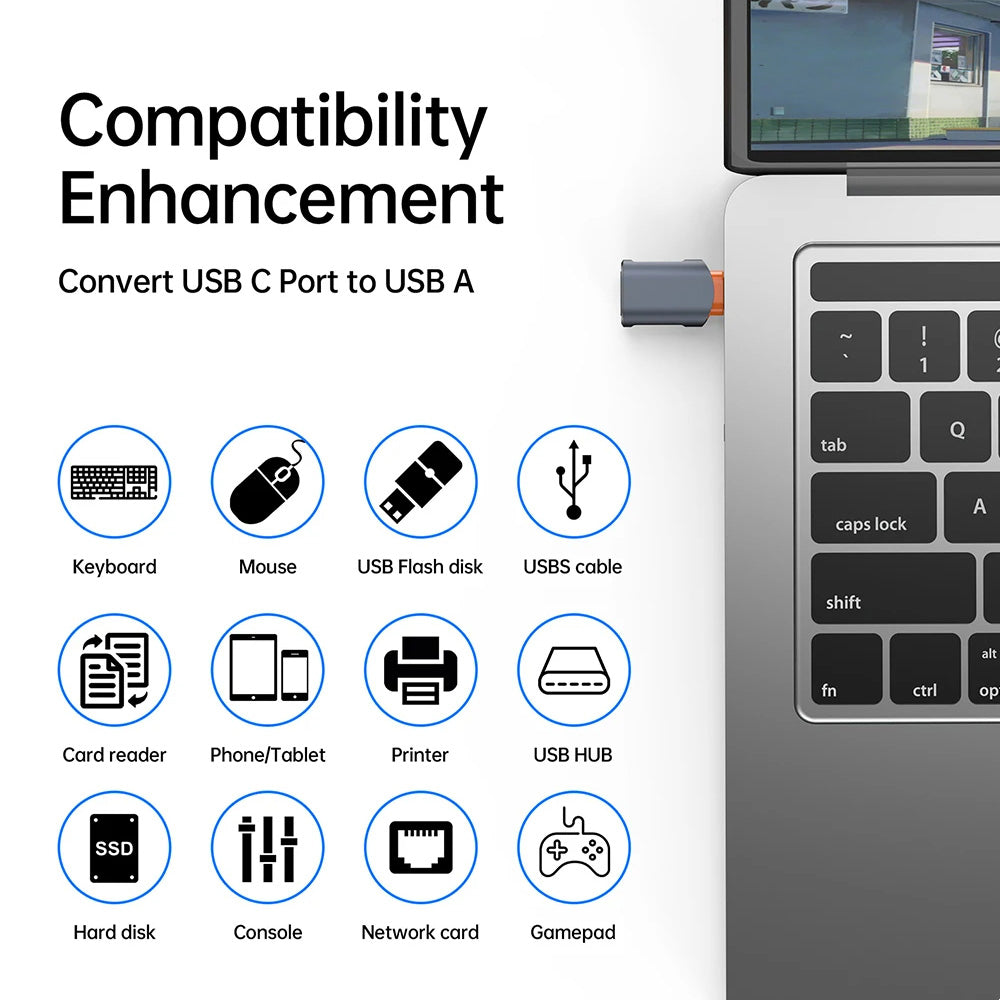 OTG Adapter USB-C - USB-A Techsuit A9 SlateVolt, Grå Orange