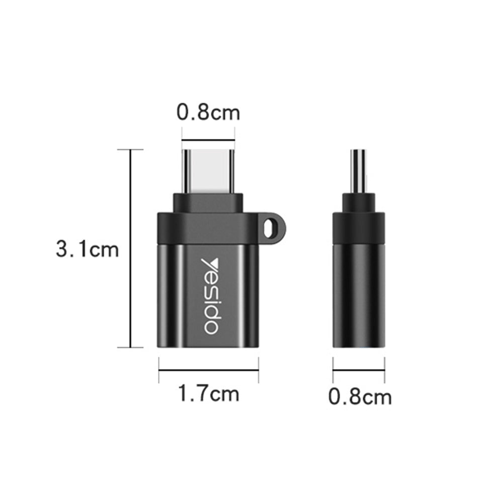 OTG Adapter USB-C - USB-A Yesido GS06, Sort