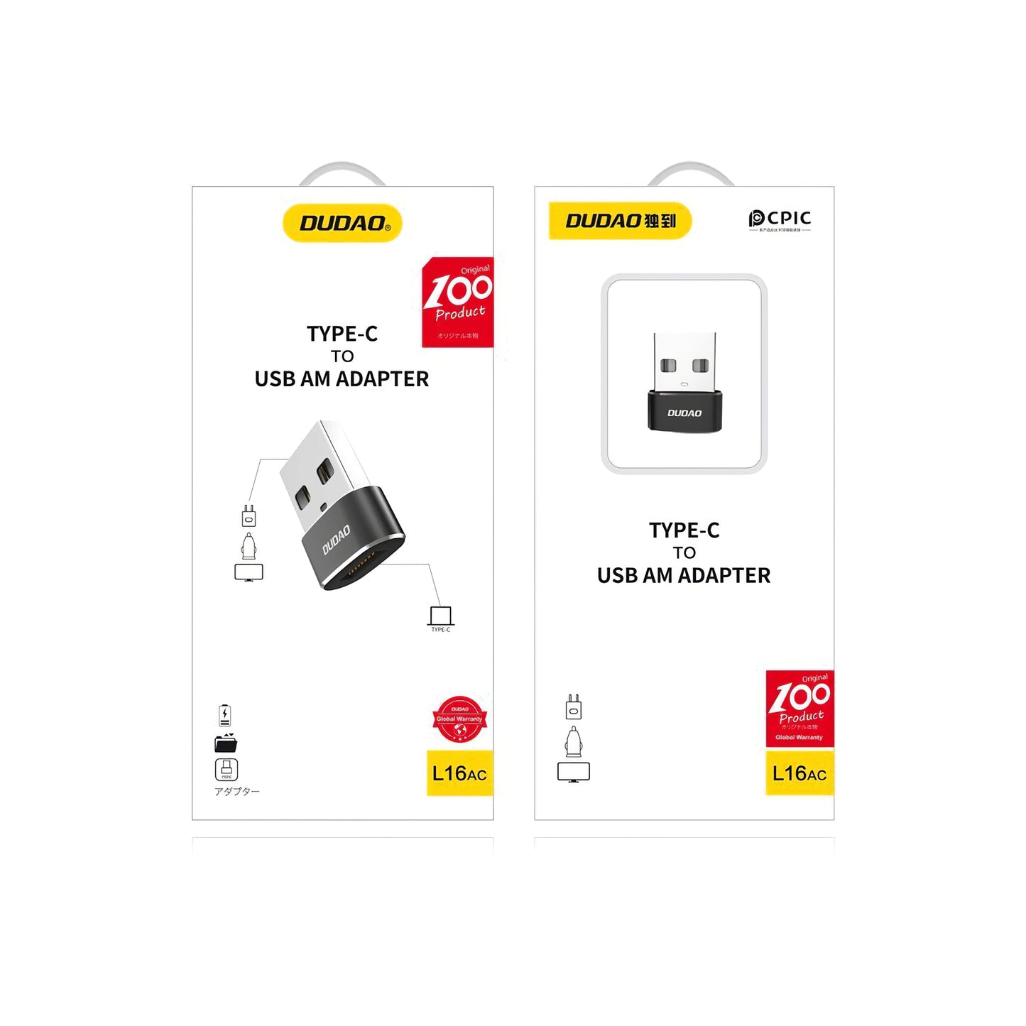 USB-C til USB-A data- og opladningsadapter Dudao L16AC, sort