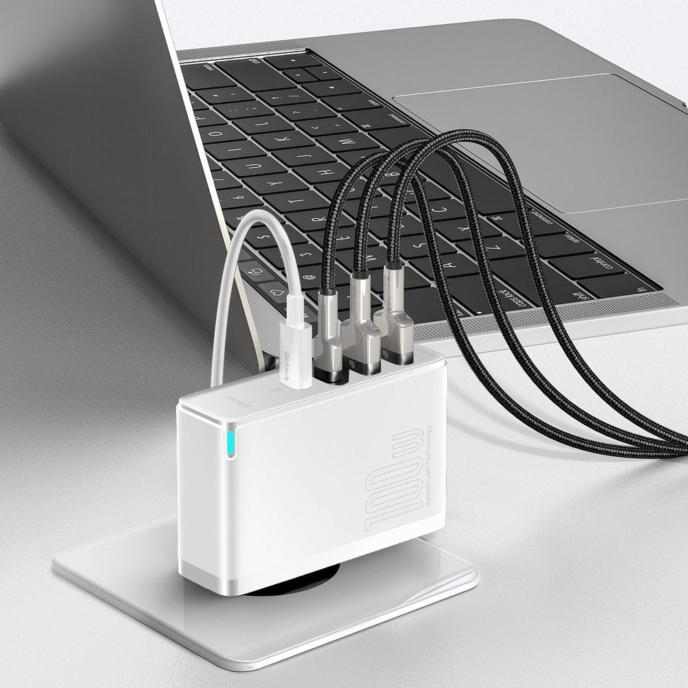 Netværksoplader Baseus Gain2 Pro, 100W, 3A, 2 x USB-A - 2 x USB-C, hvid CCGAN2P-L02