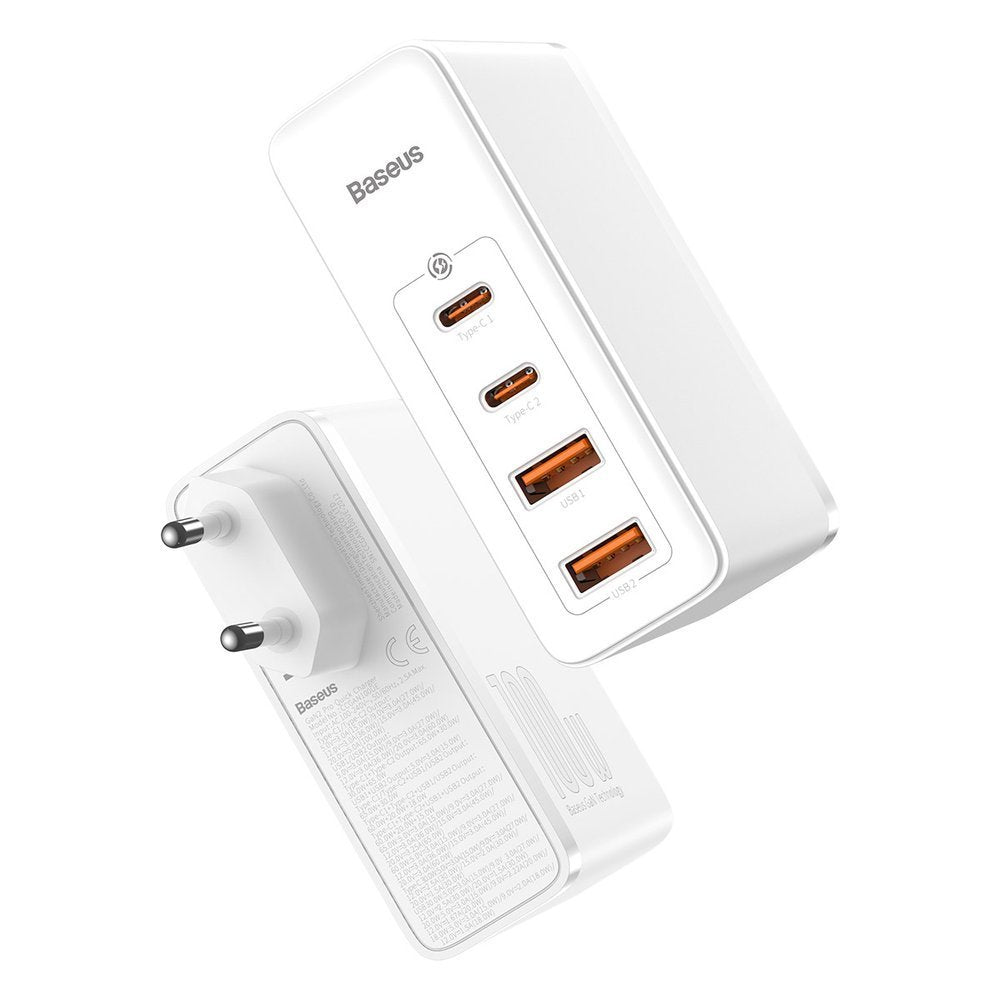 Netværksoplader Baseus Gain2 Pro, 100W, 3A, 2 x USB-A - 2 x USB-C, hvid CCGAN2P-L02