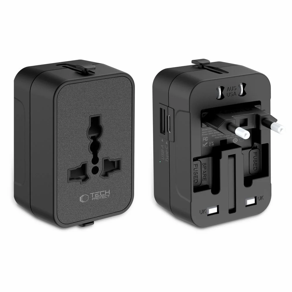 Netværksadapter Tech-Protect TA300 Travel EU / UK / US / AU, Sort