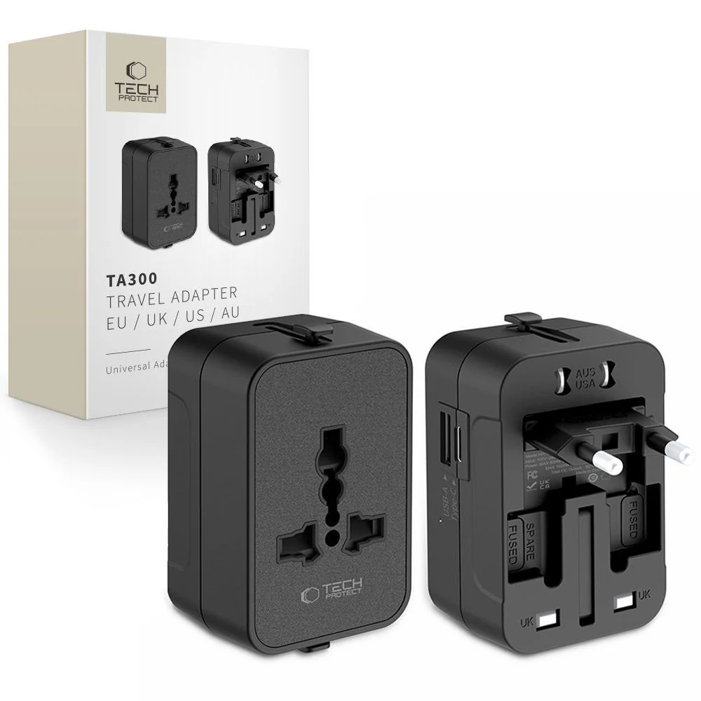 Netværksadapter Tech-Protect TA300 Travel EU / UK / US / AU, Sort