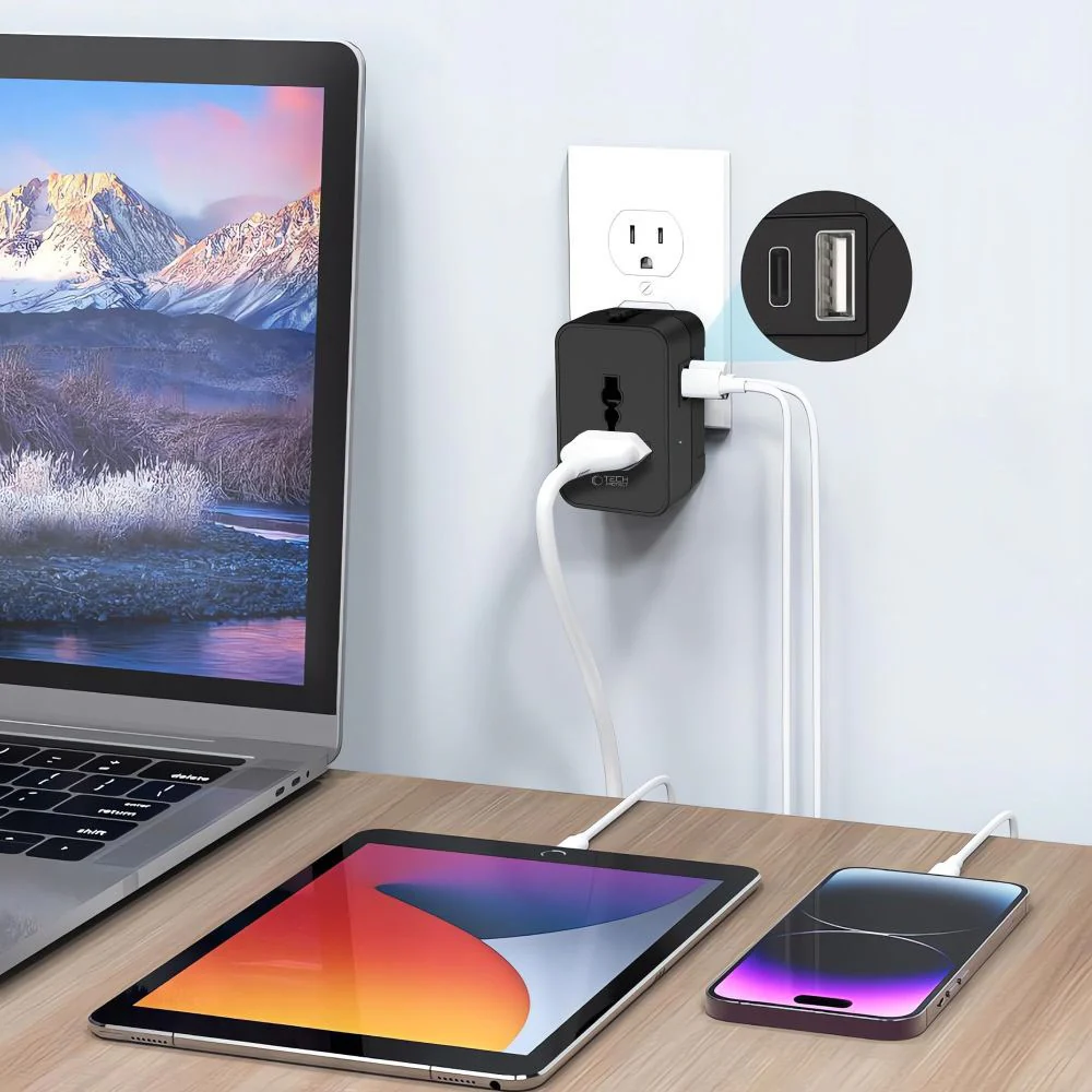 Netværksadapter Tech-Protect TA300 Travel EU / UK / US / AU, Sort