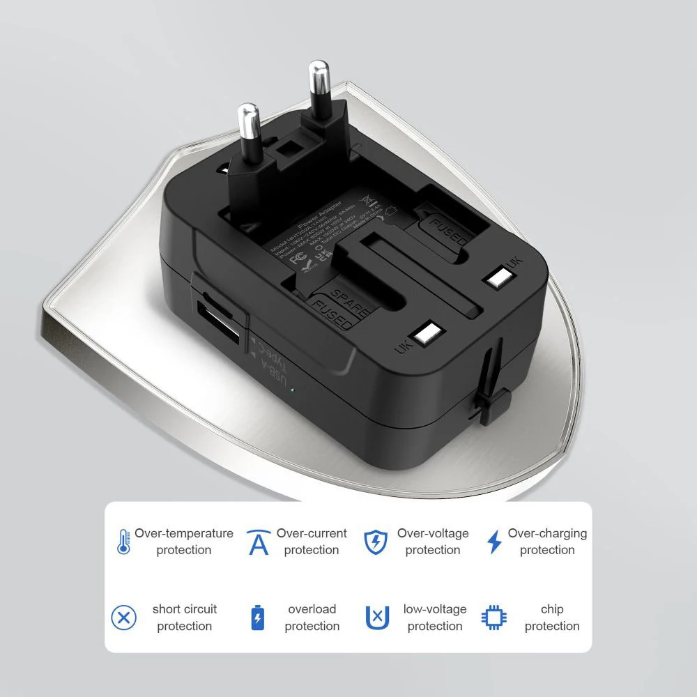 Netværksadapter Tech-Protect TA300 Travel EU / UK / US / AU, Sort