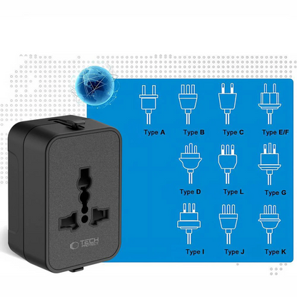 Netværksadapter Tech-Protect TA300 Travel EU / UK / US / AU, Sort