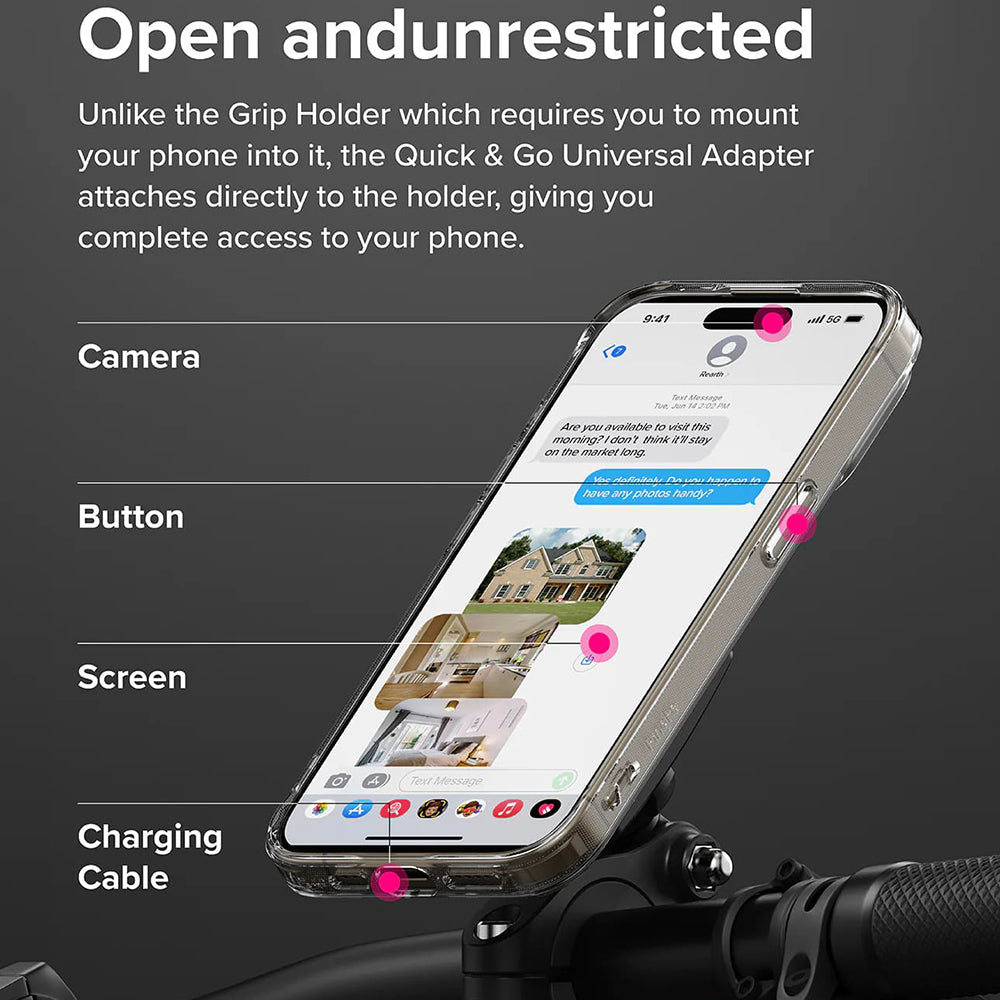 Ringke Quick & Go Telefonadapter til Cykelholder, Sæt med 2 stykker, Sort