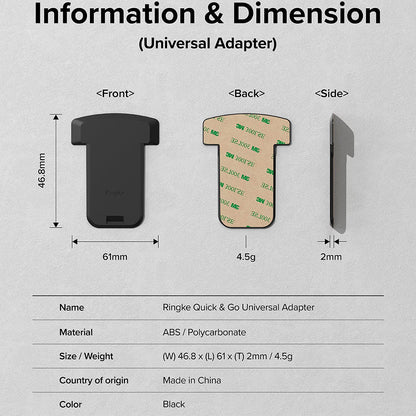 Ringke Quick & Go Telefonadapter til Cykelholder, Sæt med 2 stykker, Sort