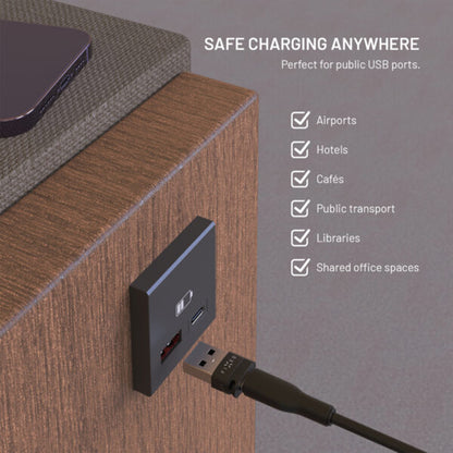 USB Data Lock Adapter Fixed, USB-A / USB-C, 2in1, Sort