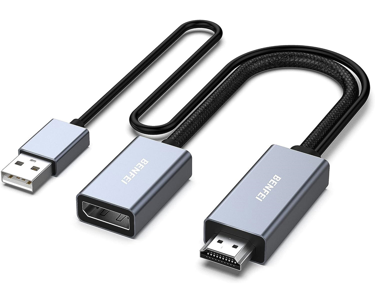 Benfei Videoadapter, HDMI - DisplayPort / USB, 4K, Grå