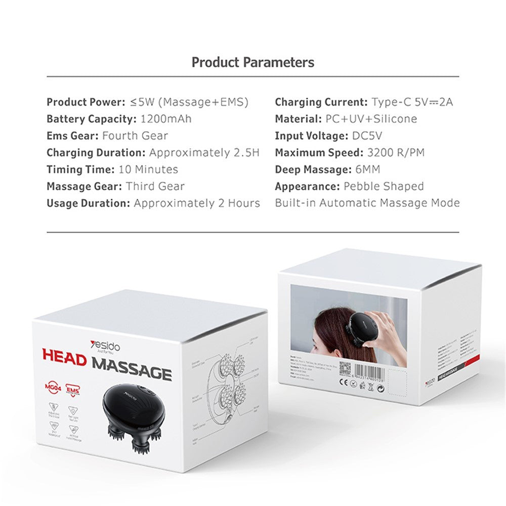 Scalpmassageapparat Yesido MG04, Sort