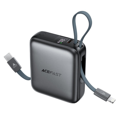 Ekstern batteri Acefast M23, 10000mAh, 22.5W, QC + PD, 1 x Lightning - 2 x USB-C, Grå