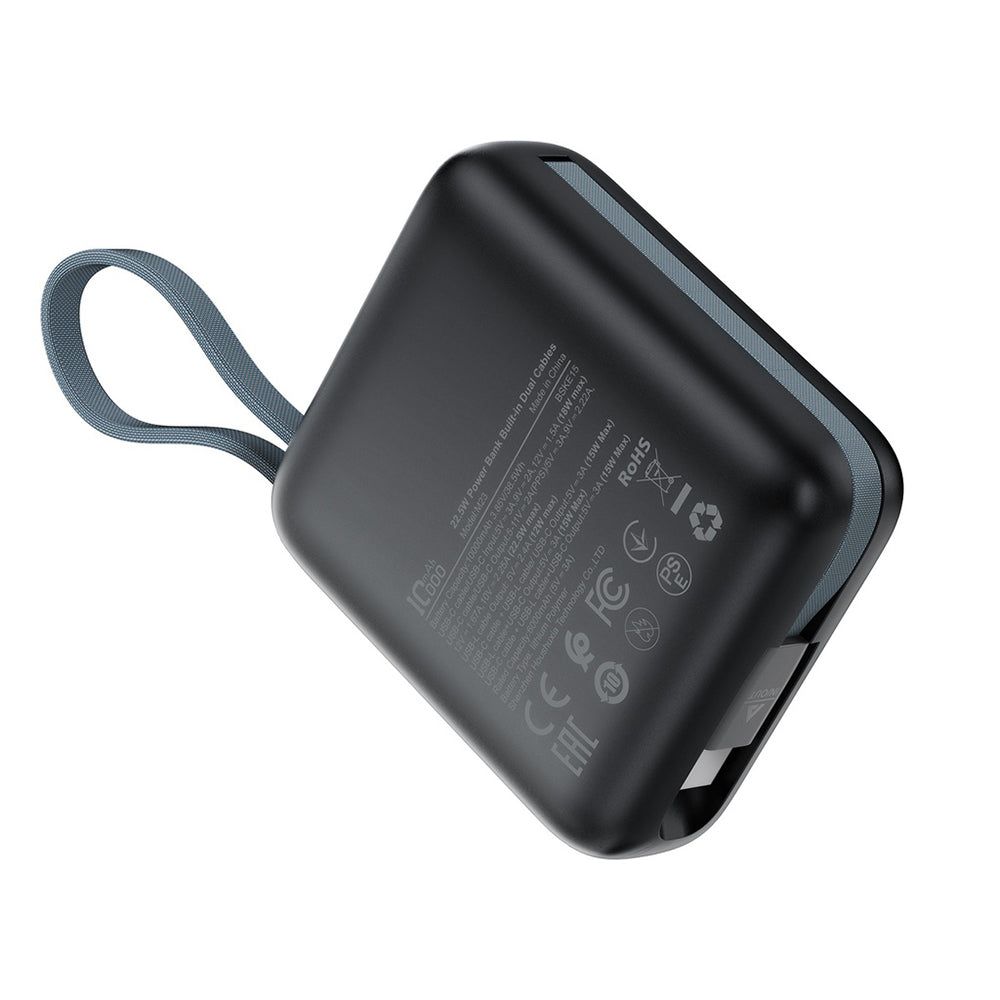 Ekstern batteri Acefast M23, 10000mAh, 22.5W, QC + PD, 1 x Lightning - 2 x USB-C, Grå
