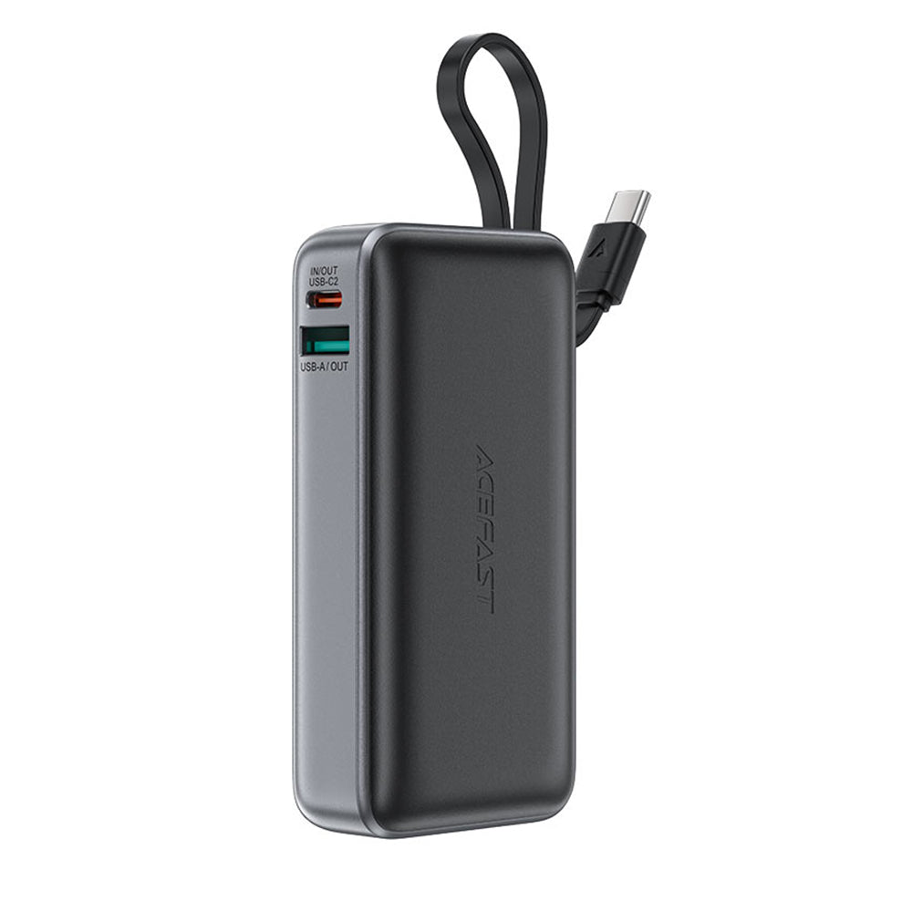 Ekstern batteri Acefast M7, 10000mAh, 30W, QC + PD, 1 x USB-A - 2 x USB-C, Sort