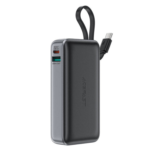 Ekstern batteri Acefast M7, 10000mAh, 30W, QC + PD, 1 x USB-A - 2 x USB-C, Sort