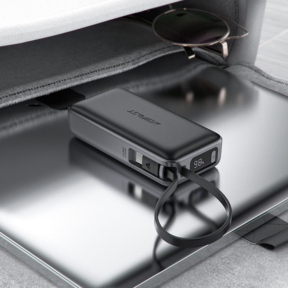 Ekstern batteri Acefast M7, 10000mAh, 30W, QC + PD, 1 x USB-A - 2 x USB-C, Sort