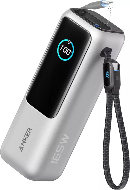 Ekstern Anker-batteri, 25000mAh, 165W, QC + PD, 1 x USB-A - 3 x USB-C, Sølv, Genforseglet A1695H41