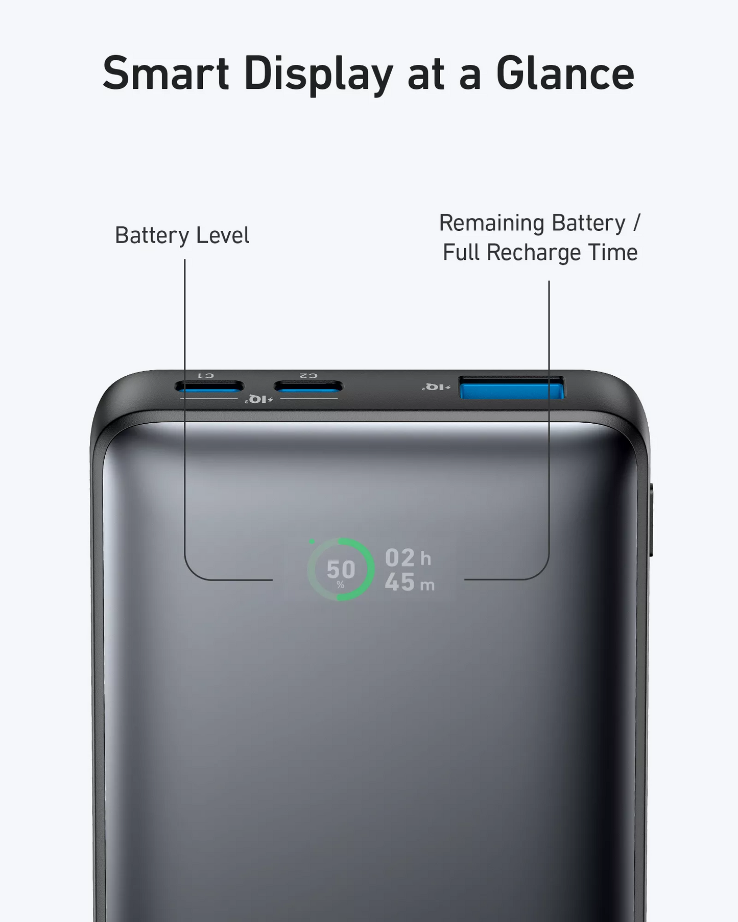 Anker 533 PowerCore Ekstern Batteri, 10000mAh, 25W, QC + PD, 1 x USB-A - 2 x USB-C, Sort A1249G11