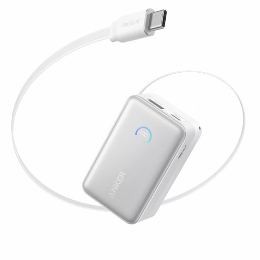 Ekstern batteri Anker Nano, 10000mAh, 45W, QC + PD, 1 x USB-A - 1 x USB-C, Hvid A1638H21