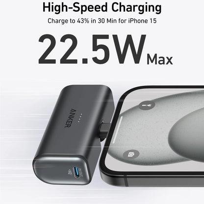 Ekstern Batteri Anker Nano, 5000mAh, 22.5W, PD, 2 x USB-C, Sort A1653H11