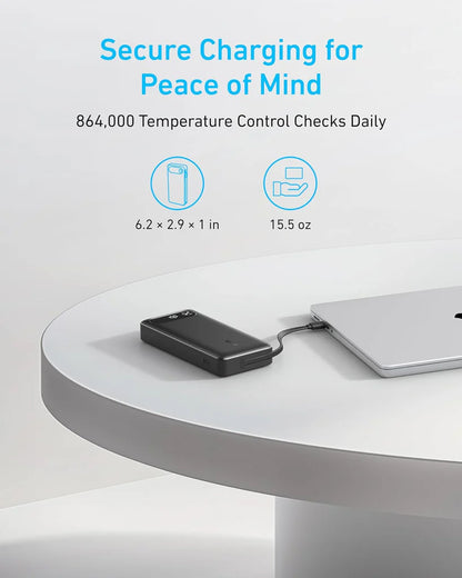 Ekstern batteri Anker PowerCore, 20000mAh, 87W, QC + PD, 1 x USB-A - 2 x USB-C, Sort, Genforseglet A1383H11