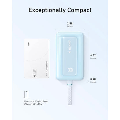 Ekstern batteri Anker Zolo, 10000mAh, 30W, QC + PD, 1 x USB-A - 2 x USB-C, Blå A1688031