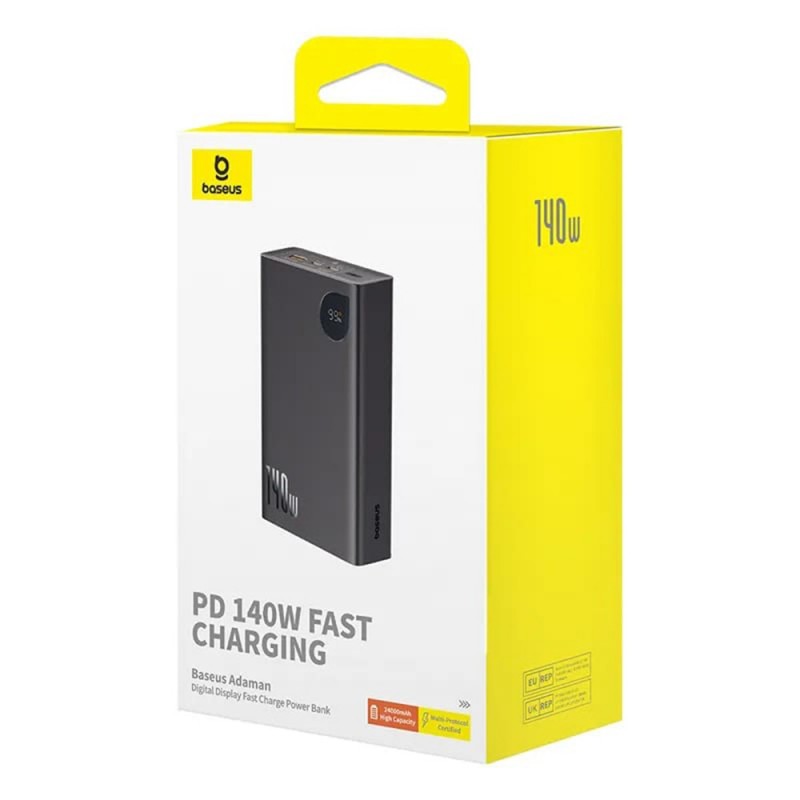 Ekstern batteri Baseus Adaman, 24000mAh, 140W, QC + PD, 1 x USB-C - 2 x USB-A, Sort P10021508113-00