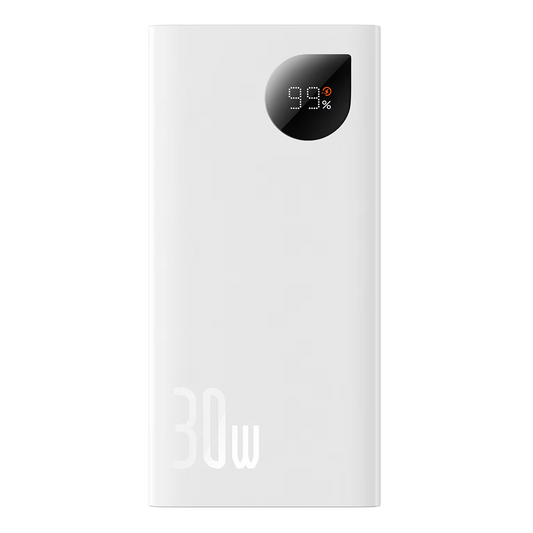 Ekstern batteri Baseus Adaman2, 10000mAh, 30W, QC + PD, 1 x USB-C - 2 x USB-A, Hvid PPAD080002