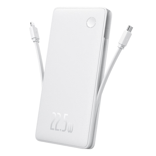 Ekstern batteri Baseus Airpow Lite, 10000mAh, 22.5W, QC + PD, 1 x Lightning - 1 x USB-A - 2 x USB-C, Hvid P10067501213-00
