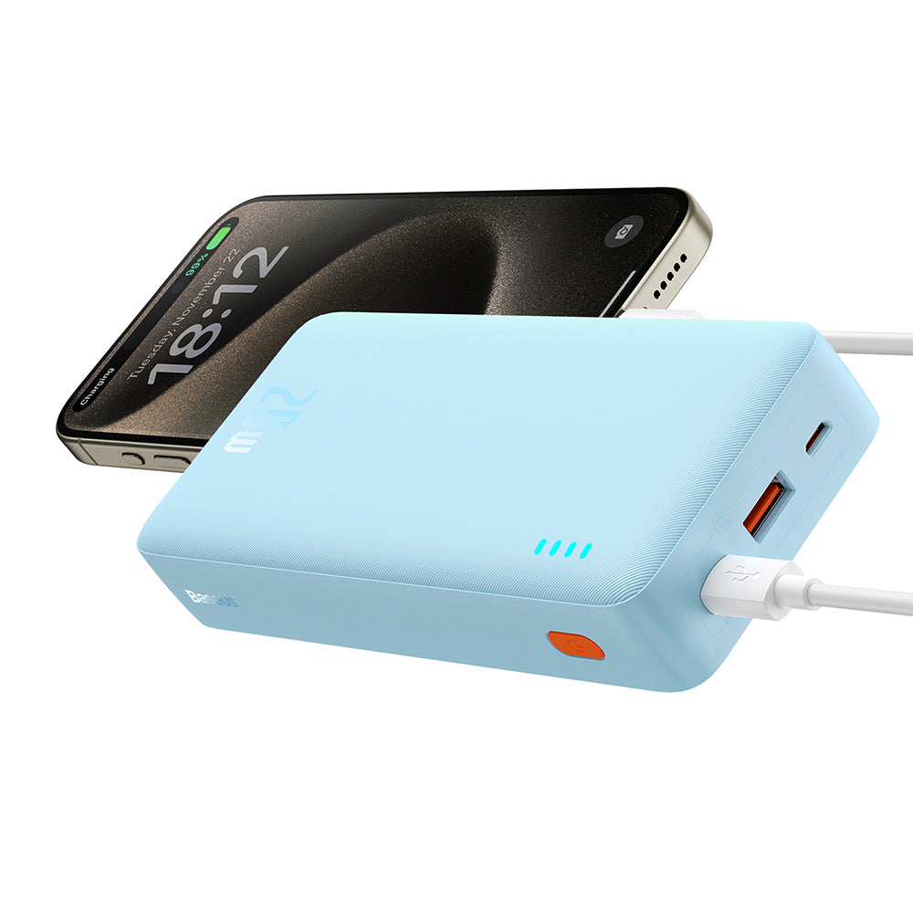 Ekstern batteri Baseus Airpow, 20000mAh, 20W, QC + PD, 1 x USB-A - 1 x USB-C, Blå P10022804313-00
