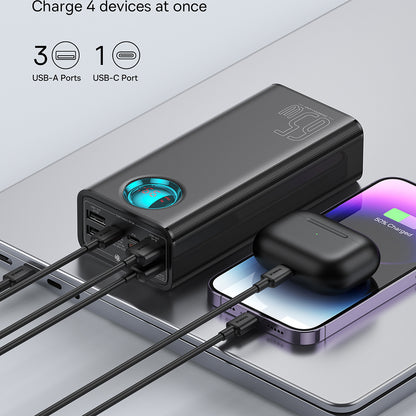 Ekstern Batteri Baseus Amblight Digital Display, 26800mAh, 65W, QC + PD, 1 x USB-C - 4 x USB-A, Sort P10022402113-00