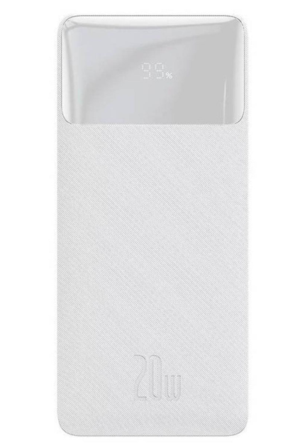 Ekstern batteri Baseus Bipow, 10000mAh, 20W, QC + PD, 1 x USB-C - 2 x USB-A, Hvid PPBD050502