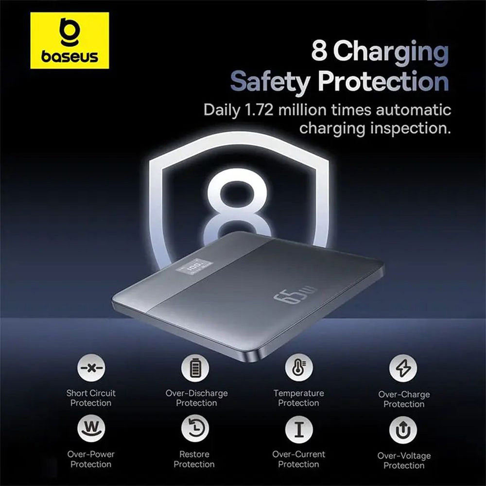 Ekstern Batteri Baseus Blade 2, 12000mAh, 65W, PD, 2 x USB-C, Orange P10063801733-00