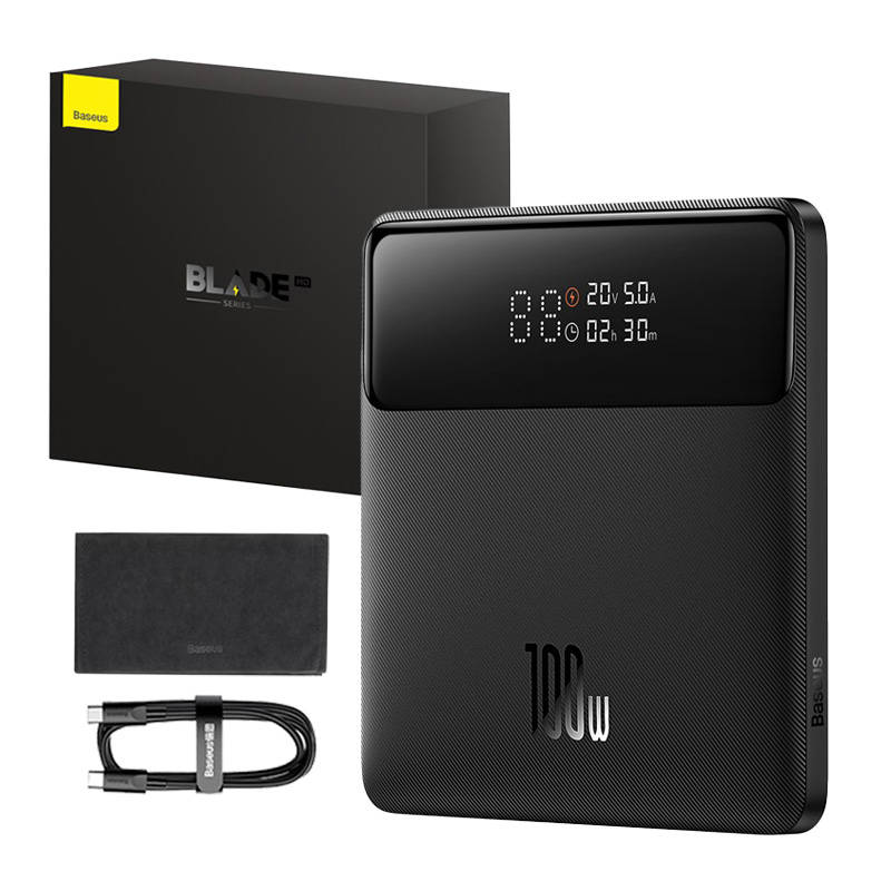 Ekstern batteri Baseus Blade HD, 20000mAh, 100W, QC + PD, 2 x USB-A - 2 x USB-C, Sort PPBL000301