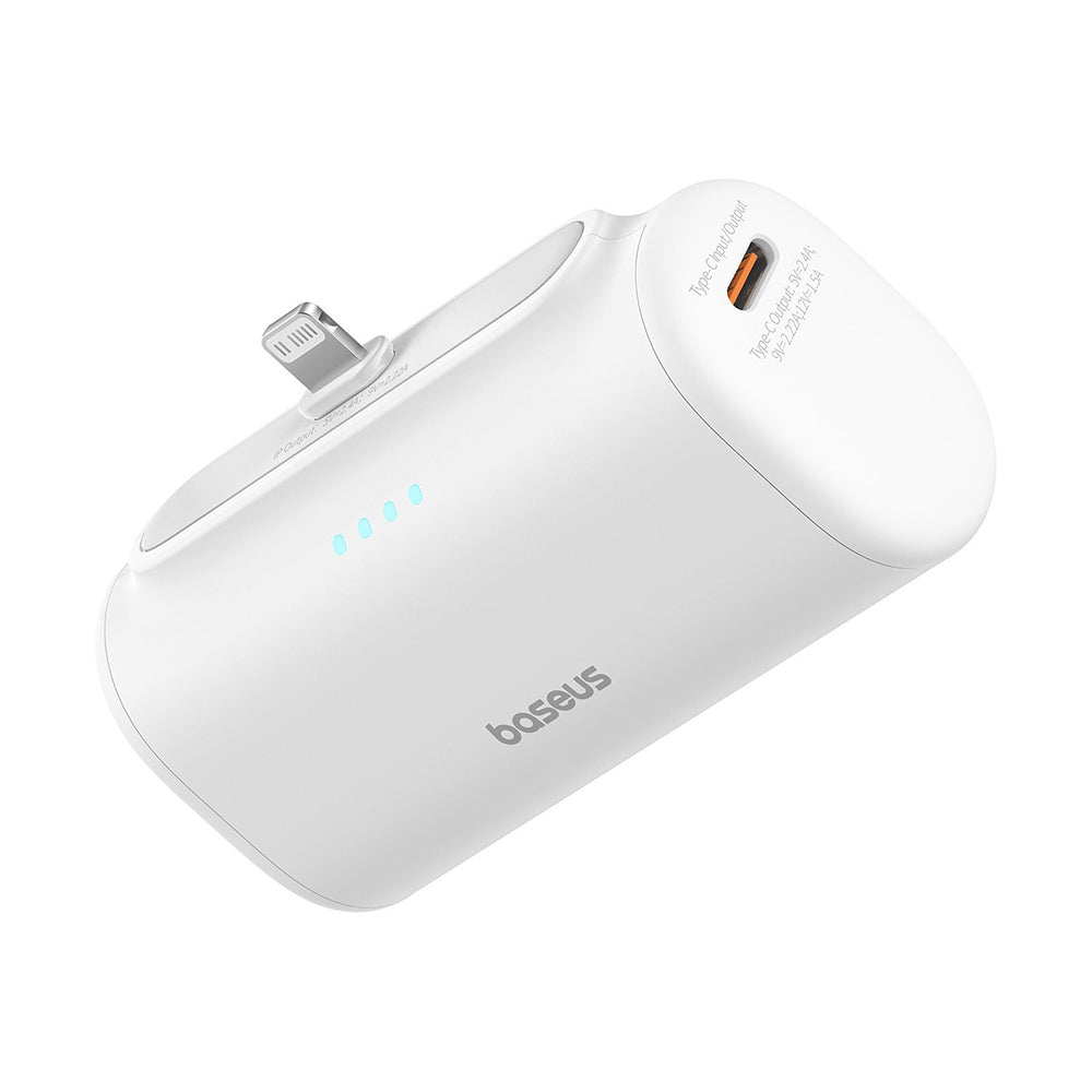 Ekstern batteri Baseus Compact, 5000mAh, 20W, PD, 1 x Lightning - 1 x USB-C, Hvid P10068307213-00