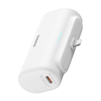 Ekstern batteri Baseus Compact, 5000mAh, 20W, PD, 1 x Lightning - 1 x USB-C, Hvid P10068307213-00